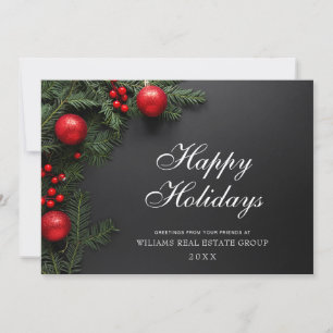 Pine Cones Branch Christmas Corporate Greeting Holiday Card