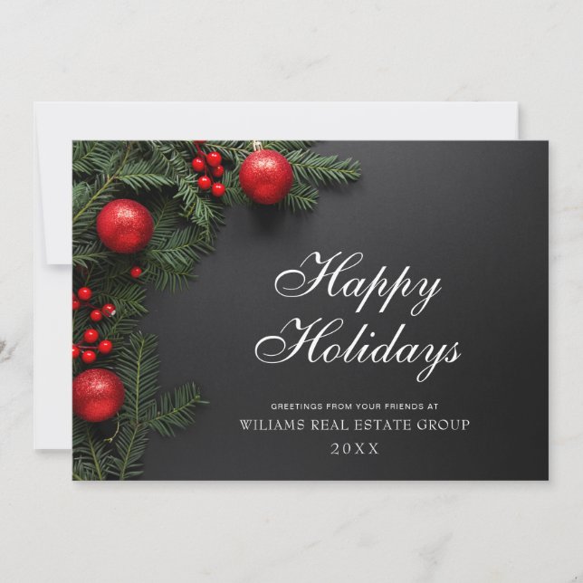 Pine Cones Branch Christmas Corporate Greeting Holiday Card (Front)