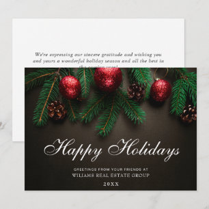 Pine Cones Branch Christmas Corporate Greeting Holiday Card