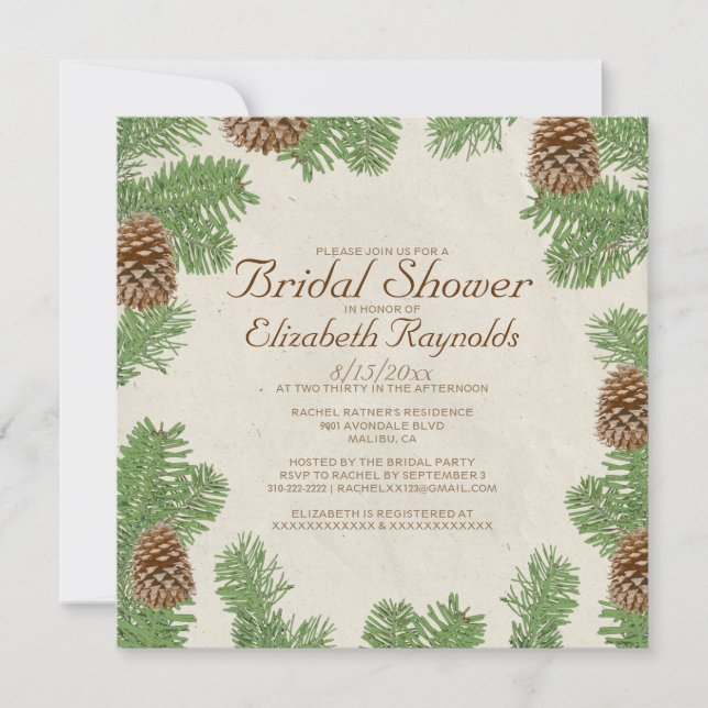Pine Cones Bridal Shower Invitations (Front)