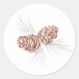 Pine cones brown grey winter wedding sticker