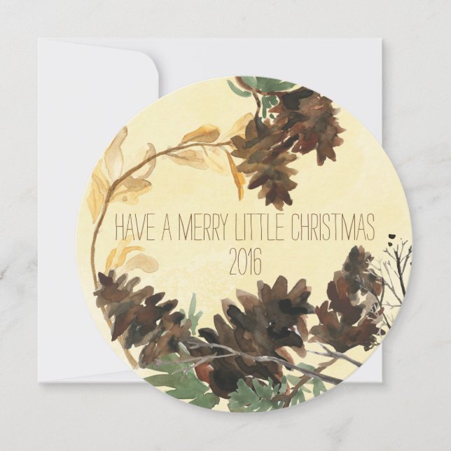 Pine Cones Chistmas Round Holiday Photo Card (Front)