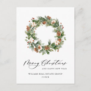 Pine Cones Christmas Greeting Corporate Holiday Postcard