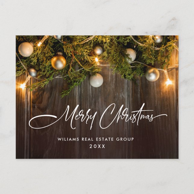 Pine Cones Christmas Holiday Corporate Greeting Postcard (Front)