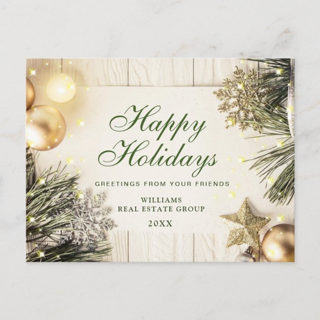 Pine Cones Christmas Holiday Corporate Greeting Postcard (Front)
