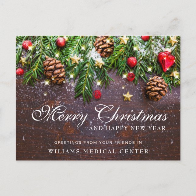 Pine Cones Christmas Holiday Corporate Greeting Postcard (Front)