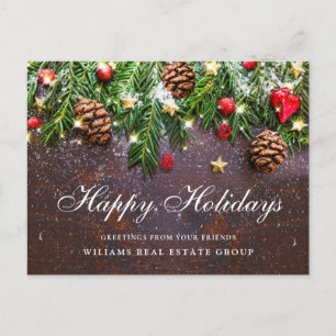 Pine Cones Christmas Holiday Corporate Greeting Postcard
