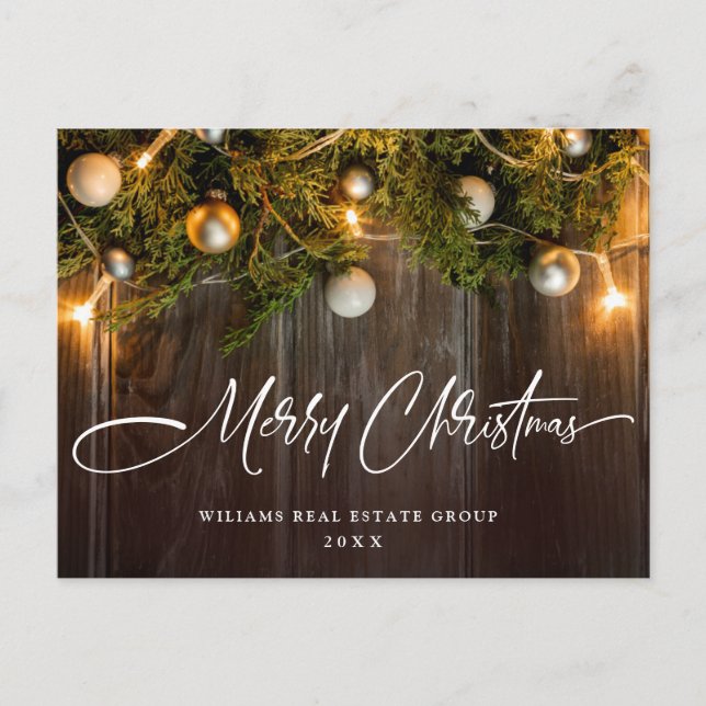 Pine Cones Christmas Holiday Corporate Greeting Postcard (Front)