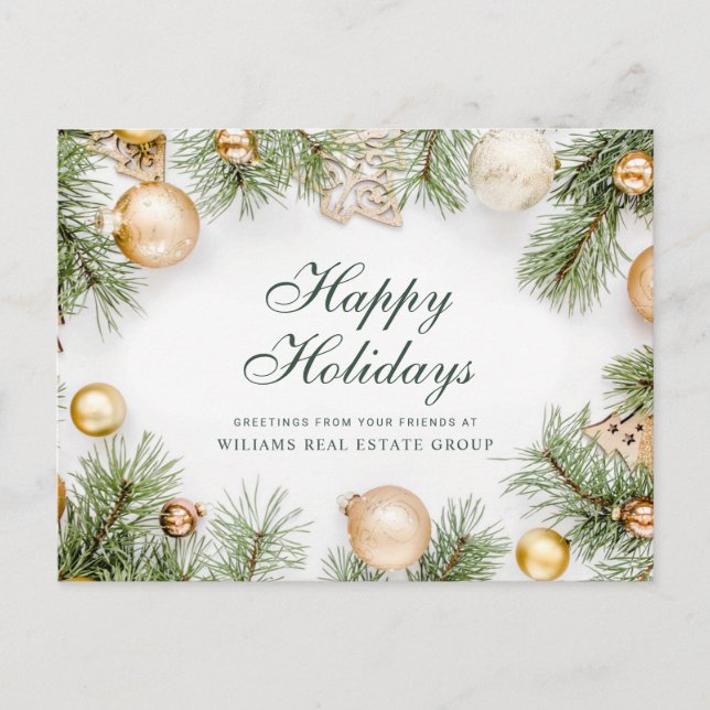 Pine Cones Christmas Holiday Corporate Greeting Postcard (Front)