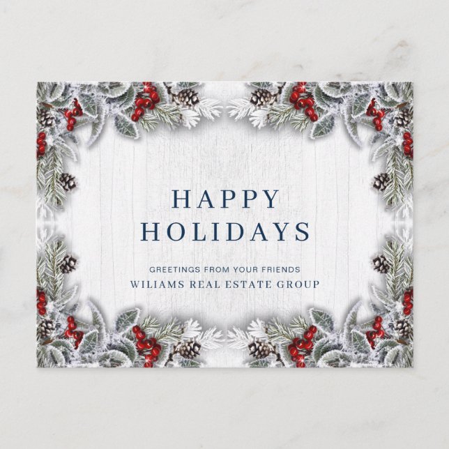 Pine Cones Christmas Holiday Corporate Greeting Postcard (Front)