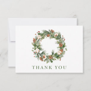 Pine Cones Christmas Holiday Wreath Corporate Thank You Card