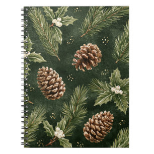 Pine Cones Christmas Tree Branches Notebook