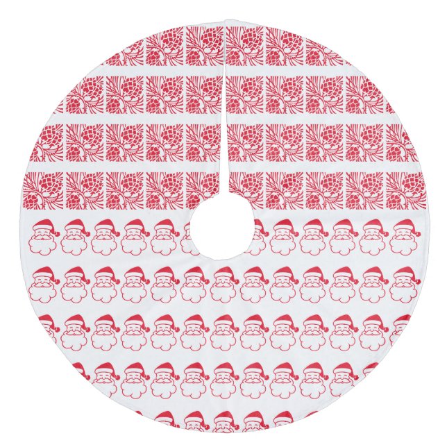 Pine Cones Christmas Tree Stocking Sweets Santa Fleece Tree Skirt (Front)