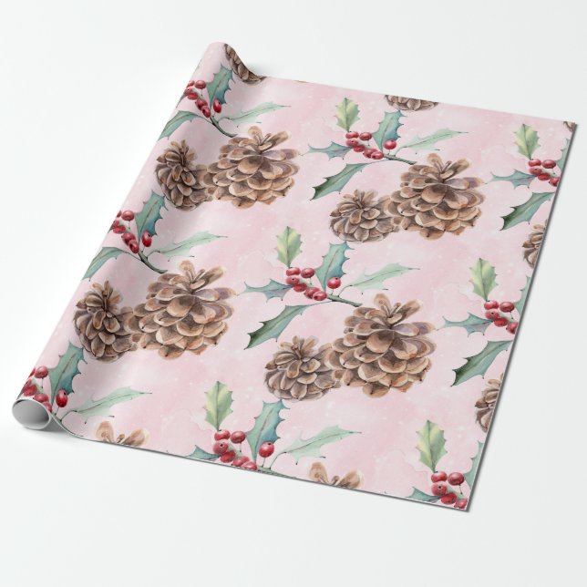 Pine Cones Christmas  Wrapping Paper (Unrolled)