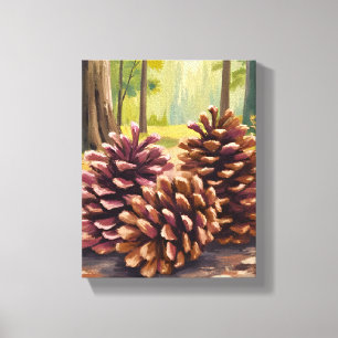 Pine Cones   Fall Autumn Watercolor Forest Canvas Print