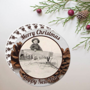 Pine Cones Framed Photo Old Fashioned Christmas