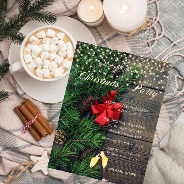 Pine cones,Glase,Wood  Company Christmas Party Invitation (Creator Uploaded)