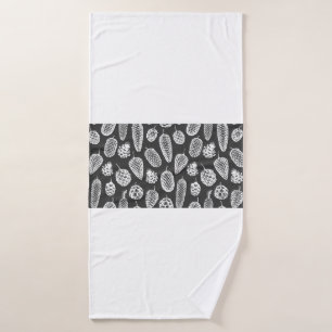 Pine cones hand drawn seamless pattern. Botanical Bath Towel