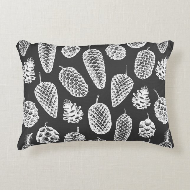 Pine cones hand drawn seamless pattern. Botanical  Decorative Cushion (Front)