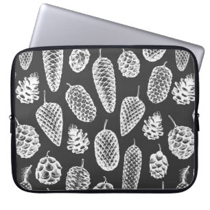 Pine cones hand drawn seamless pattern. Botanical  Laptop Sleeve