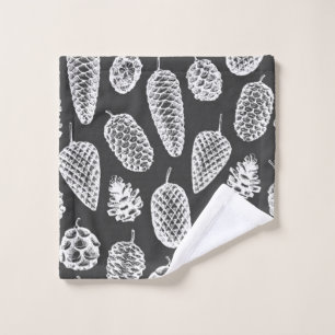 Pine cones hand drawn seamless pattern. Botanical Wash Cloth