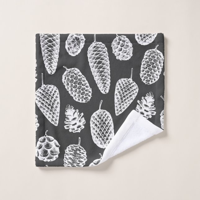 Pine cones hand drawn seamless pattern. Botanical  Wash Cloth (Wash Cloth)