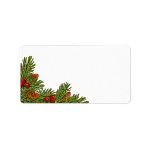 Pine Cones Holly Berries Xmas Blank Address Label