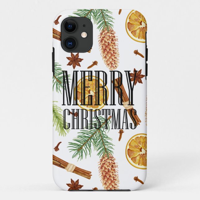 Pine cones illustration and spice of Christmas Case-Mate iPhone Case (Back)