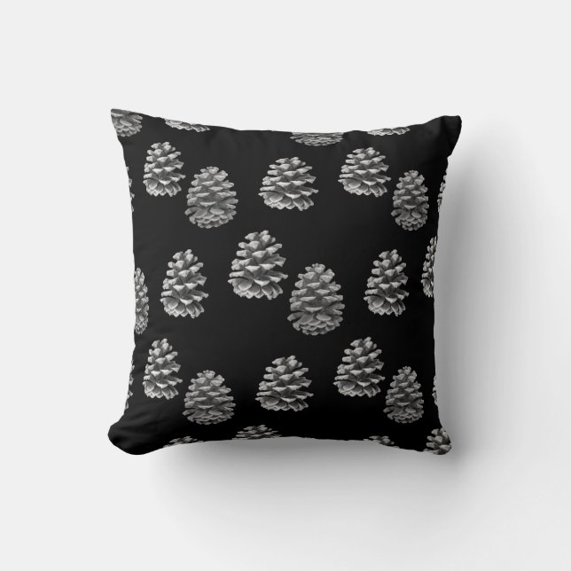 Pine Cones - Monochrome Reversible Cushion (Front)