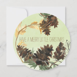 Pine Cones Nature Round Christmas Holiday Card