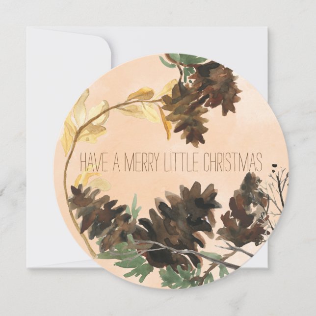 Pine Cones Nature Round Christmas Holiday Card (Front)