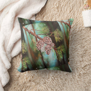 Pine Cones on a Winter's Day by Alfred Fox Cushion