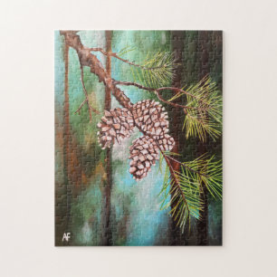Pine Cones on a Winter's Day by Alfred Fox Jigsaw Puzzle