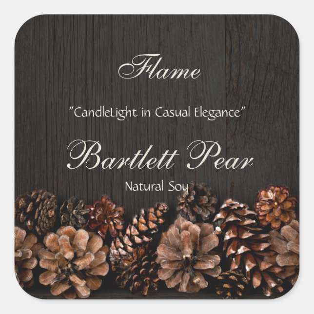 Pine Cones on Rustic Wood Candle Label (Front)