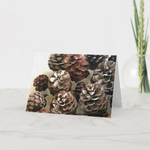 Pine Cones Organic Christmas Ornaments Art Card