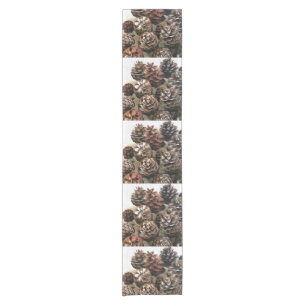 Pine Cones Organic Christmas Ornaments Art Short Table Runner