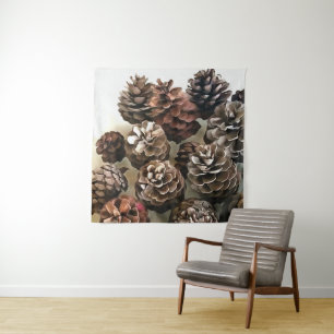 Pine Cones Organic Christmas Ornaments Art Tapestry