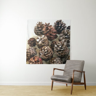 Pine Cones Organic Christmas Ornaments Art Tapestry