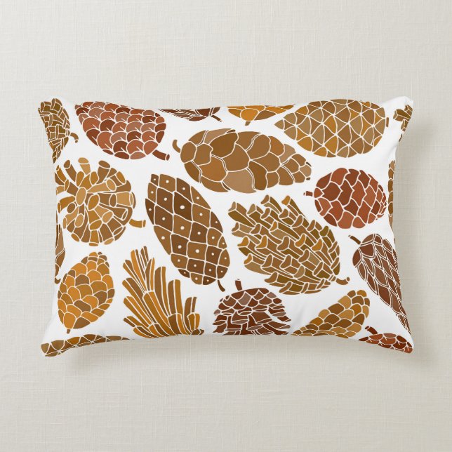 Pine cones pattern illustration. decorative cushion (Front)
