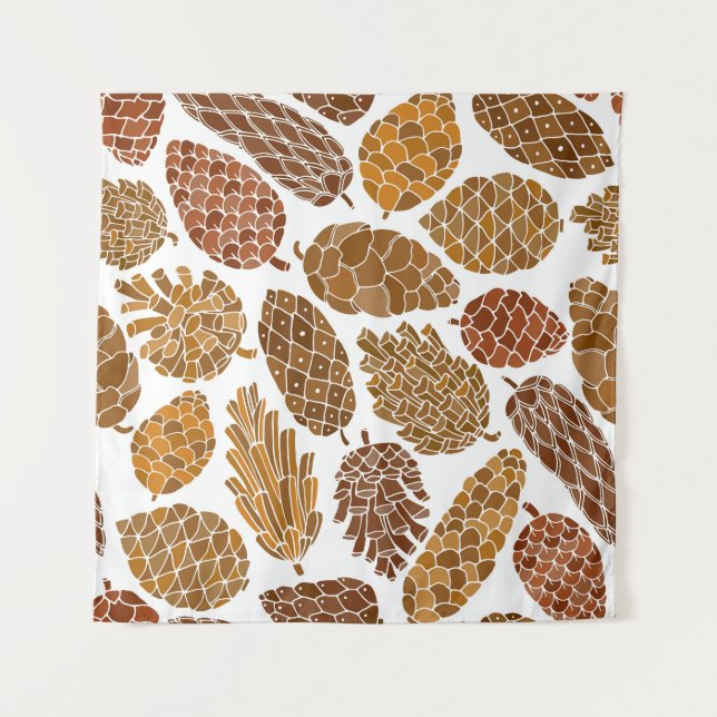 Pine cones pattern illustration. tapestry (Front)