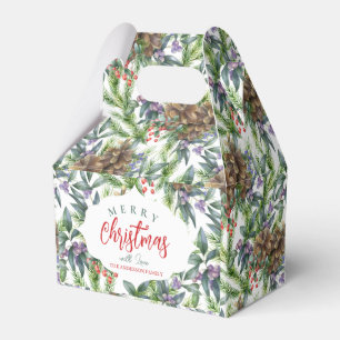 Pine cones pattern Merry Christmas floral Favour Box