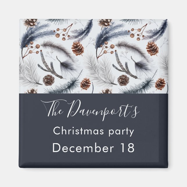 Pine Cones & Pine Needles Christmas Pattern Magnet (Front)