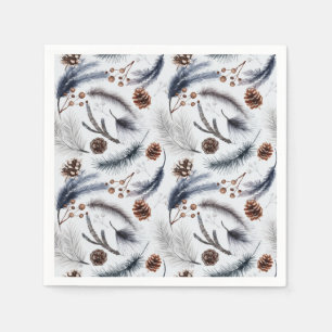 Pine Cones & Pine Needles Christmas Pattern Napkin