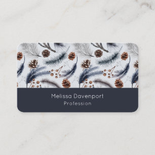 Pine Cones & Pine Needles Watercolor Pattern Business Card