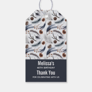 Pine Cones & Pine Needles Watercolor Pattern Gift Tags
