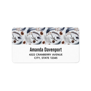 Pine Cones & Pine Needles Watercolor Pattern Label