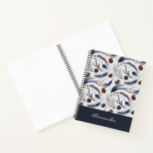 Pine Cones & Pine Needles Watercolor Pattern Notebook