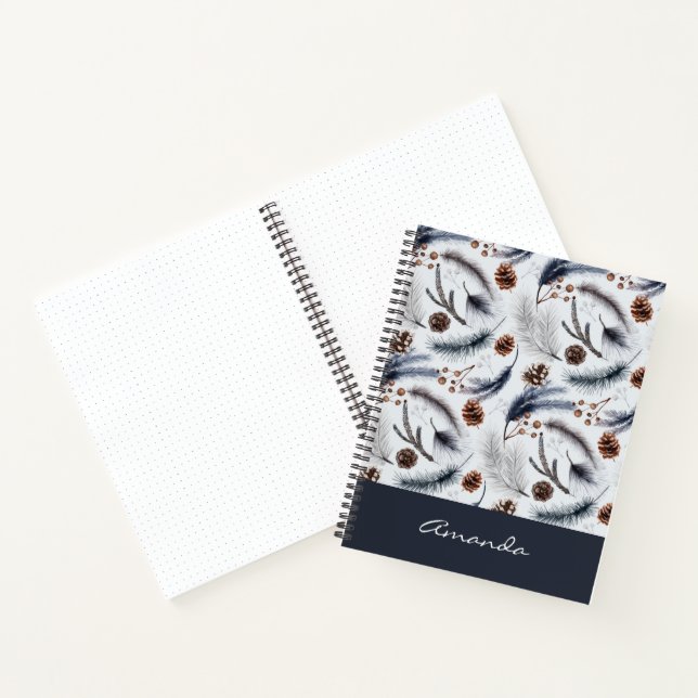 Pine Cones & Pine Needles Watercolor Pattern Notebook (Inside)