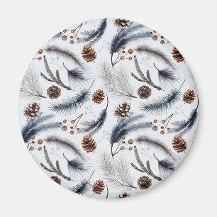 Pine Cones & Pine Needles Winter Pattern Magnet