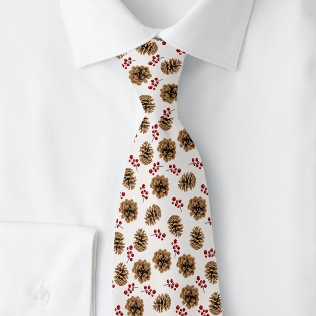 Pine Cones & Red Berries Tie (Creator Uploaded)